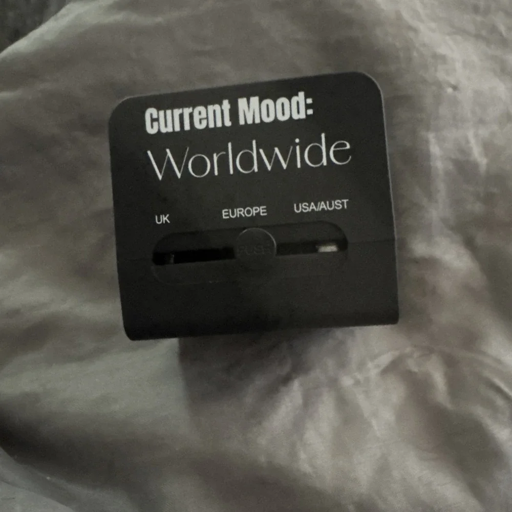 Current Mood: Worldwide Travel Power Plug Adapter With Case EUC Europe/UK/US-AUS